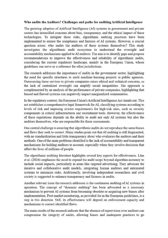 Who audits the Auditors - Challenges and paths for auditingArtificial Intelligence.pdf