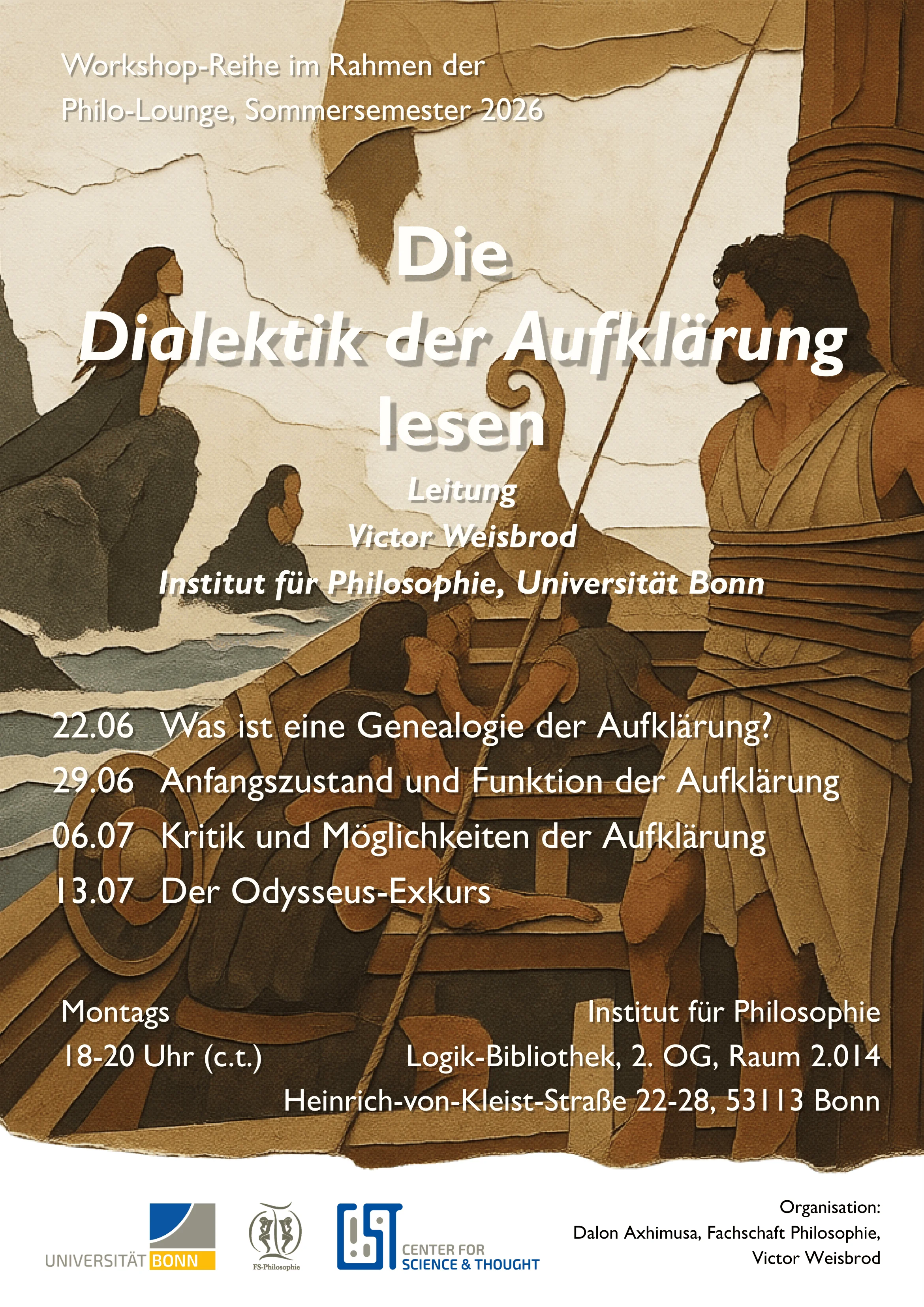Poster Workshop-Reihe Die Dialektik der Aufklärung lesen